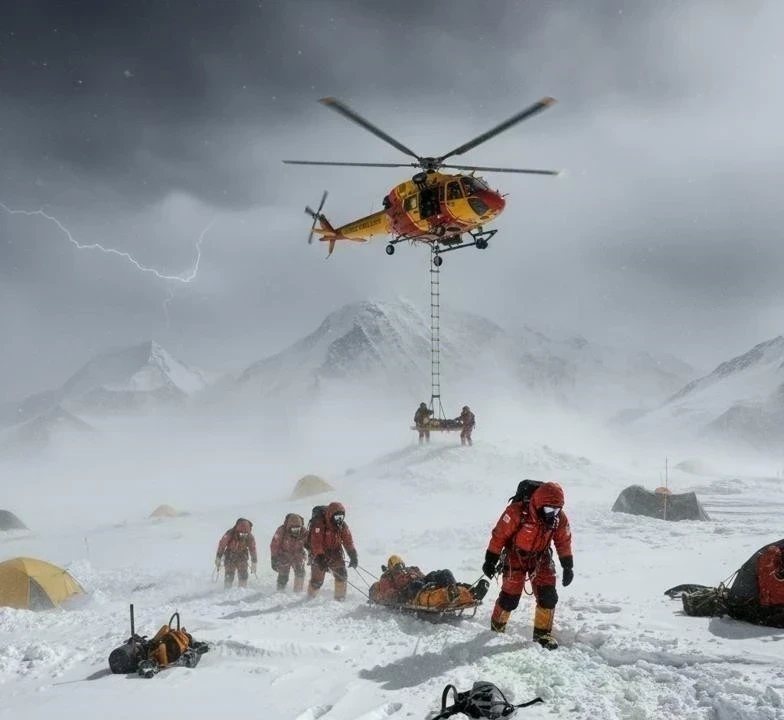 माउंट एवरेस्ट पर बर्फीला तूफ़ान 2025: सैकड़ों पर्वतारोही फंसे, रेस्क्यू अभियान जारी