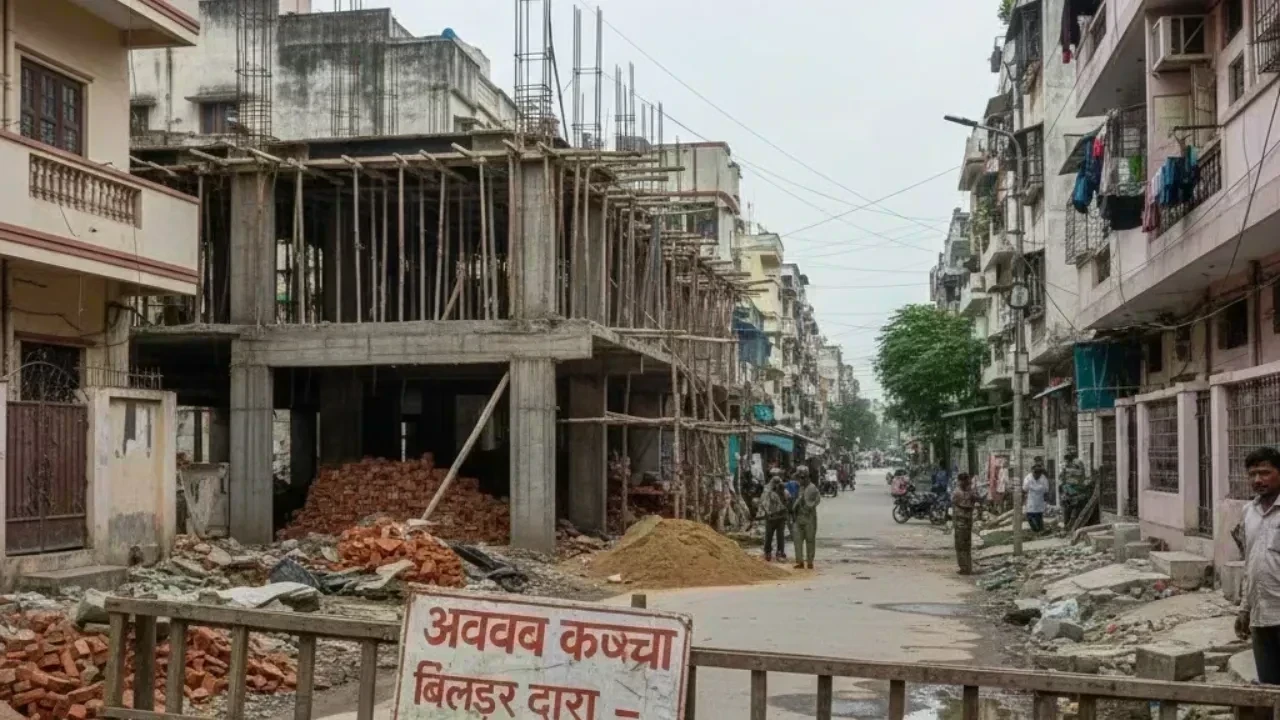झूमर टोलिया के उजाला कॉम्प्लेक्स में रास्ता पर बिल्डर का अवैध कब्जा