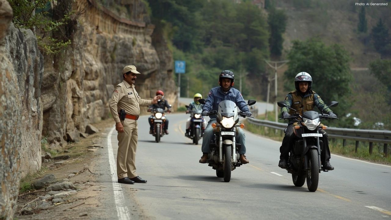 ट्रैफिक नियमों की अनदेखी पड़ी भारी मंडी में 31 बाइक चालान