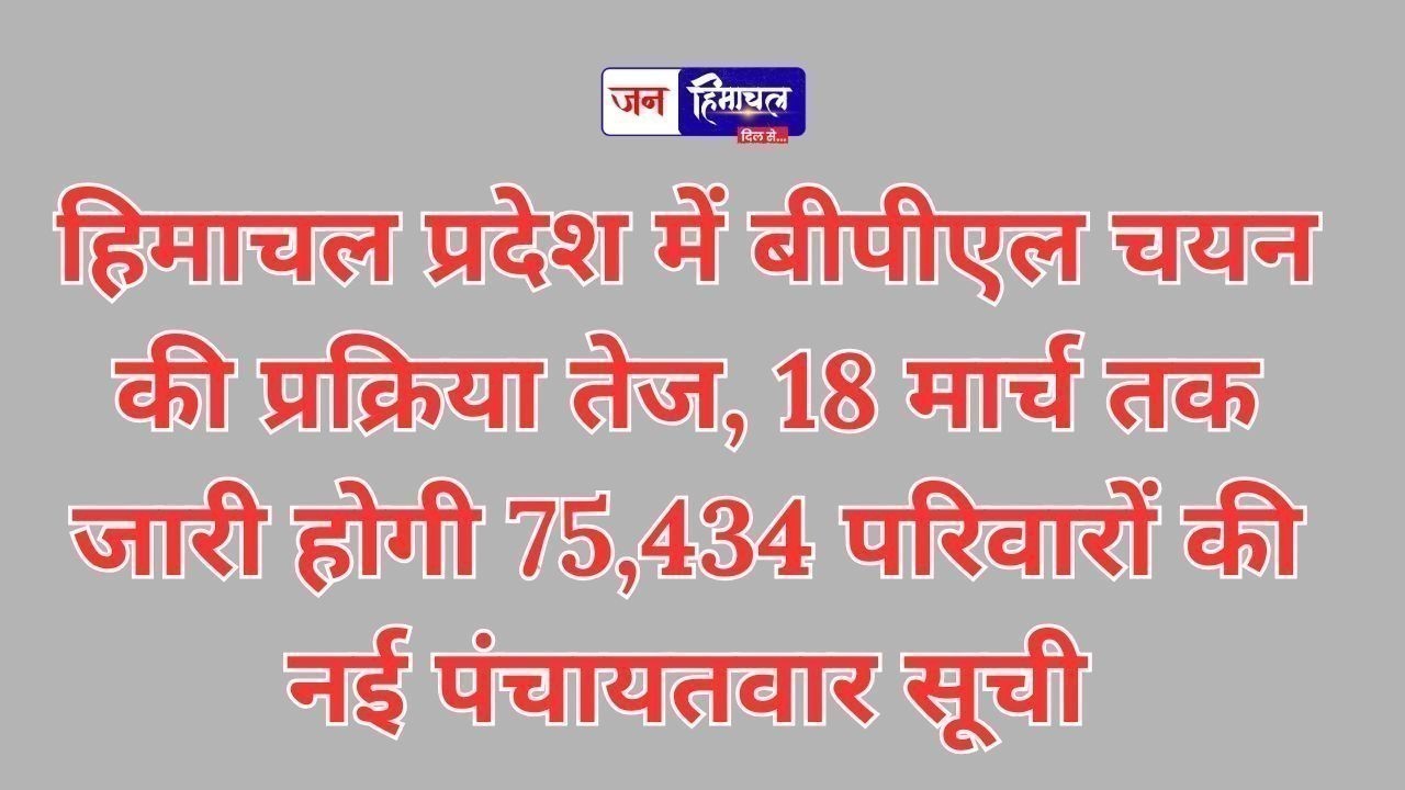 हिमाचल में बीपीएल चयन का आखिरी दौर,18 मार्च को जारी होगी नई पंचायतवार सूची