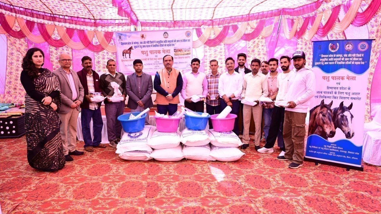 पालमपुर में पशु पालक मेला, घोड़ा पालकों को चारा और दवाई किट मिली