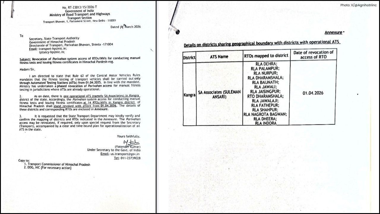 हिमाचल प्रदेश में वाहन फिटनेस जांच का नया आदेश, ATS स्टेशन पर ही होगा परीक्षण