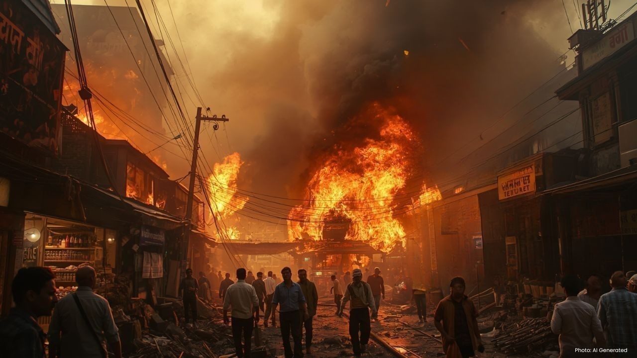 कसौली हेरिटेज मार्केट में भीषण आग, कई दुकानें जलकर राख, मचा हड़कंप