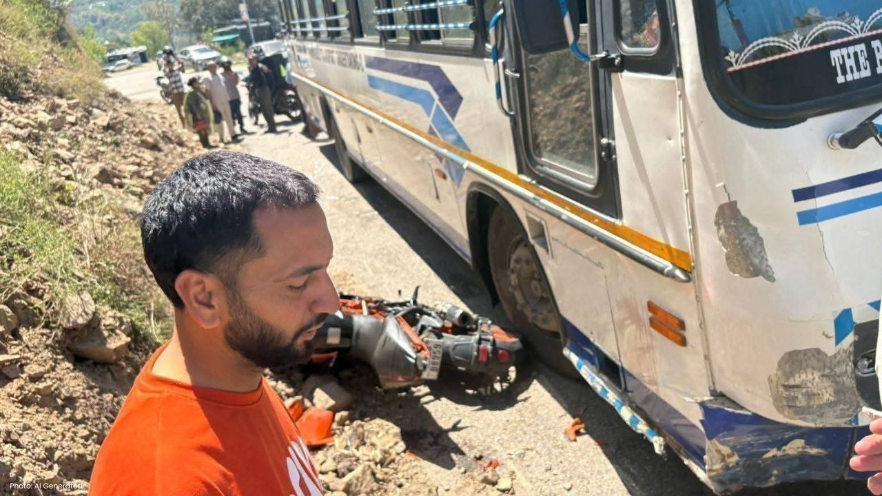 सरकाघाट के फतेहपुर-पौंटा मार्ग पर बस और स्कूटी की टक्कर, युवक गंभीर घायल