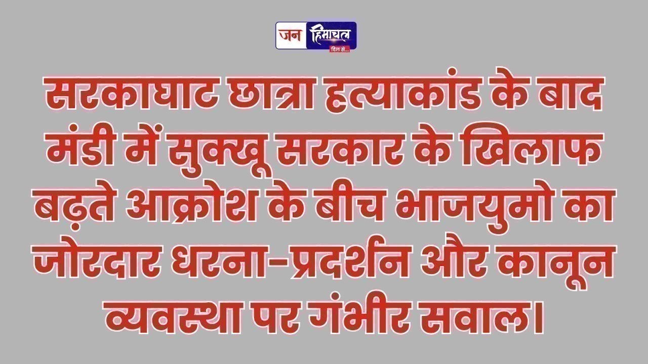 सरकाघाट हत्याकांड के बाद मंडी में सड़कों पर उतरे भाजयुमो कार्यकर्ता, सरकार के खिलाफ प्रदर्शन