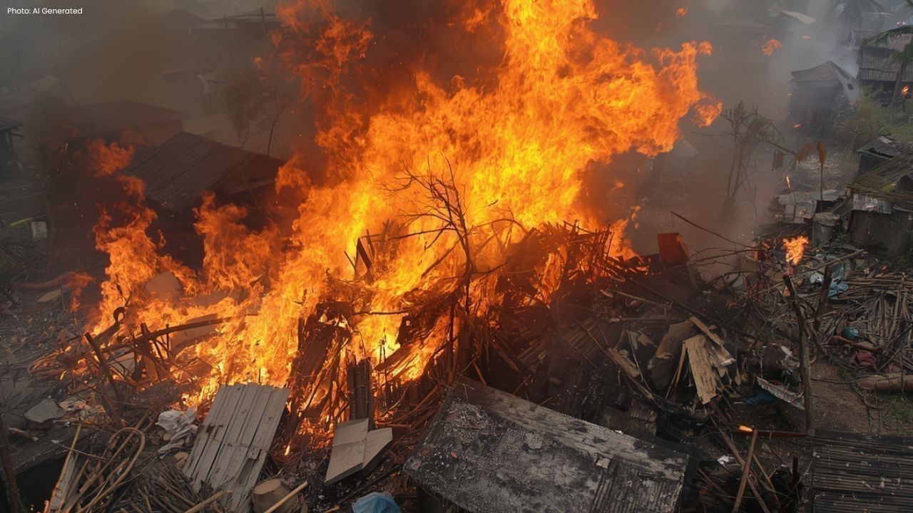 ऊना के लालसिंगी में भीषण आग, 40 झुग्गियां जलकर खाक, मजदूर हुए बेघर