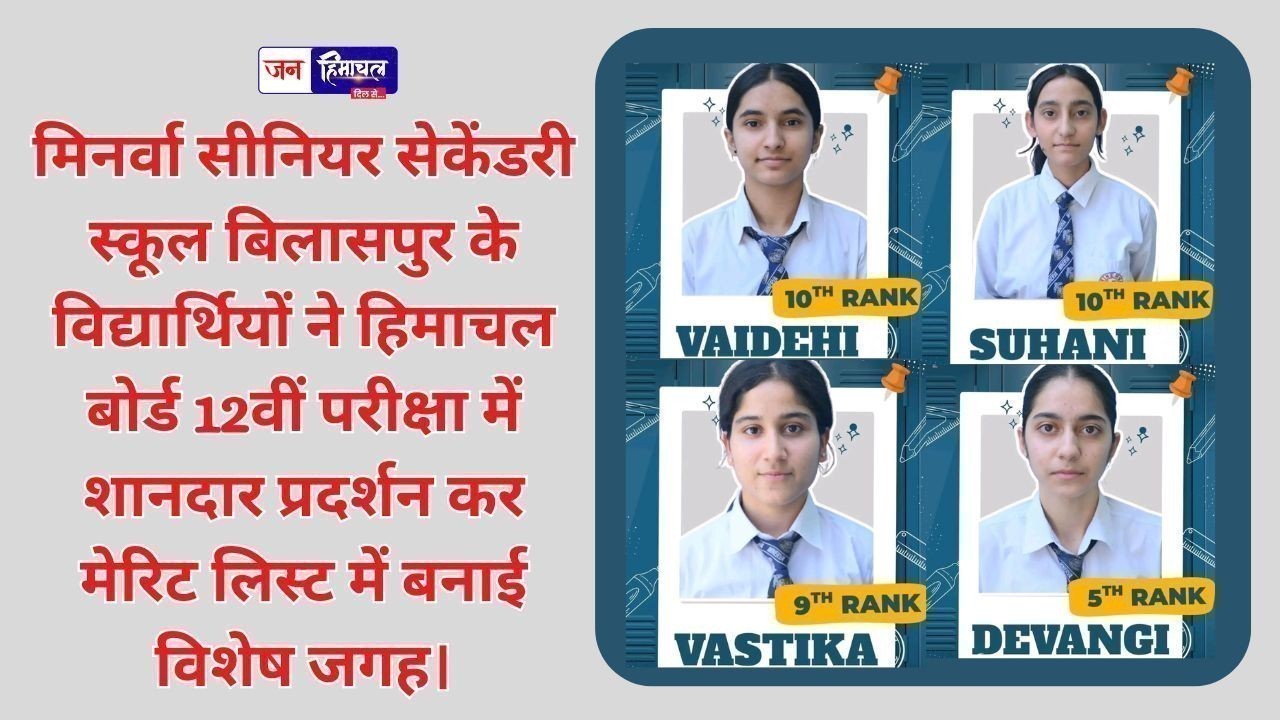 बिलासपुर के मिनर्वा स्कूल की बेटियों ने 12वीं मेरिट लिस्ट में हासिल किए बड़े स्थान