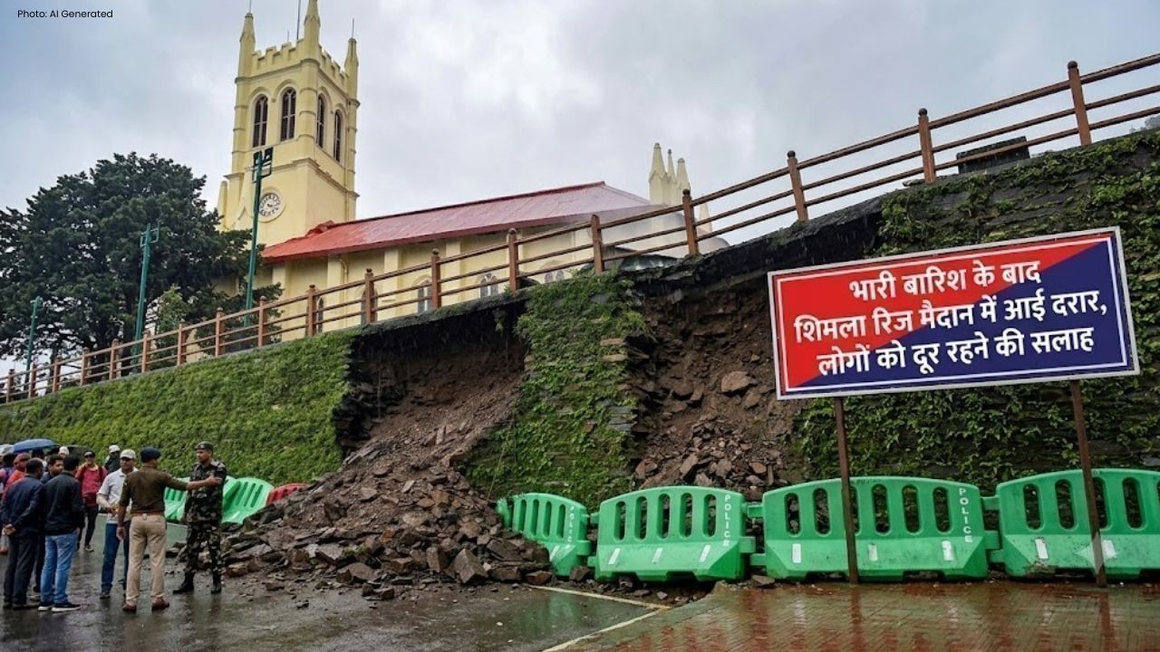 भारी बारिश के बाद शिमला रिज मैदान में आई दरार, लोगों को दूर रहने की सलाह