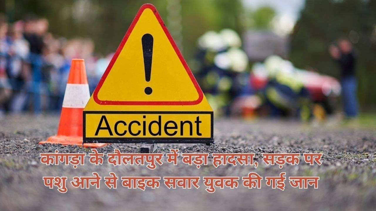 कांगड़ा के दौलतपुर में बड़ा हादसा, सड़क पर पशु आने से बाइक सवार युवक की गई जान
