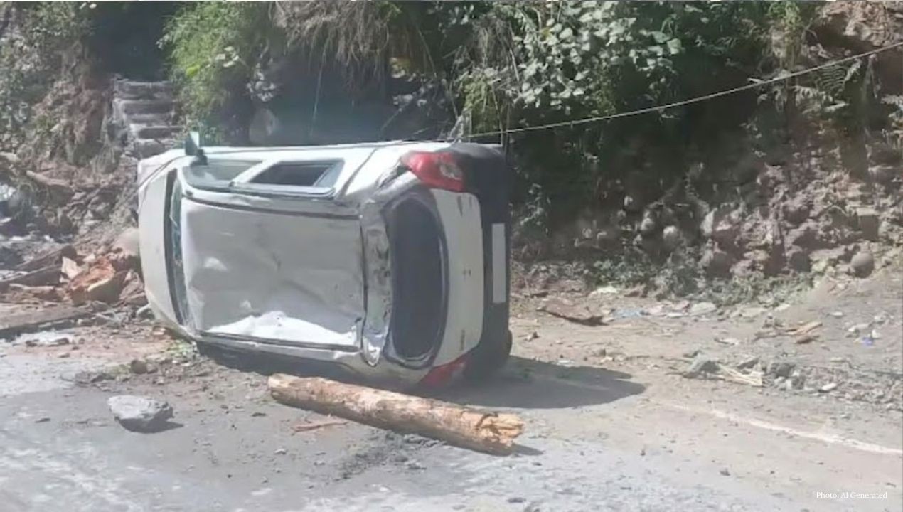 नेरवा में चलती कार पर गिरा विशाल पेड़, नौकरी ज्वाइनिंग जा रहा युवक घायल