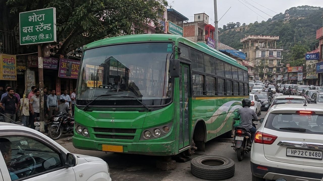 भोटा बस स्टैंड के पास खराब बस से बढ़ी लोगों की परेशानी