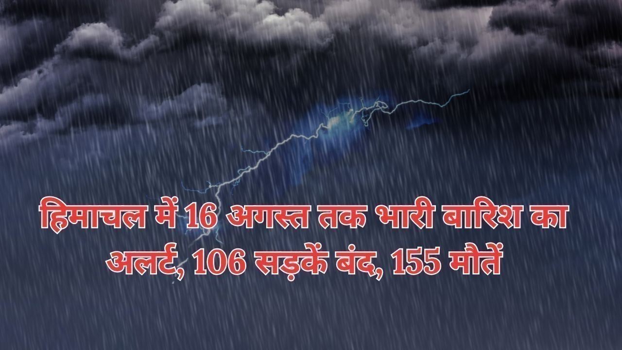 हिमाचल में 16 अगस्त तक भारी बारिश का अलर्ट, 106 सड़कें बंद, 155 मौतें